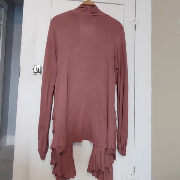Victor Alfaro mauve ruffle front cardigan - Picture 3 of 8